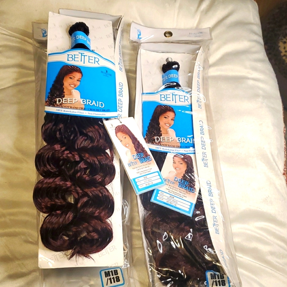 2 packs of Harlem 125 deep better braid color #M1B/118, BDB Micro knot braids